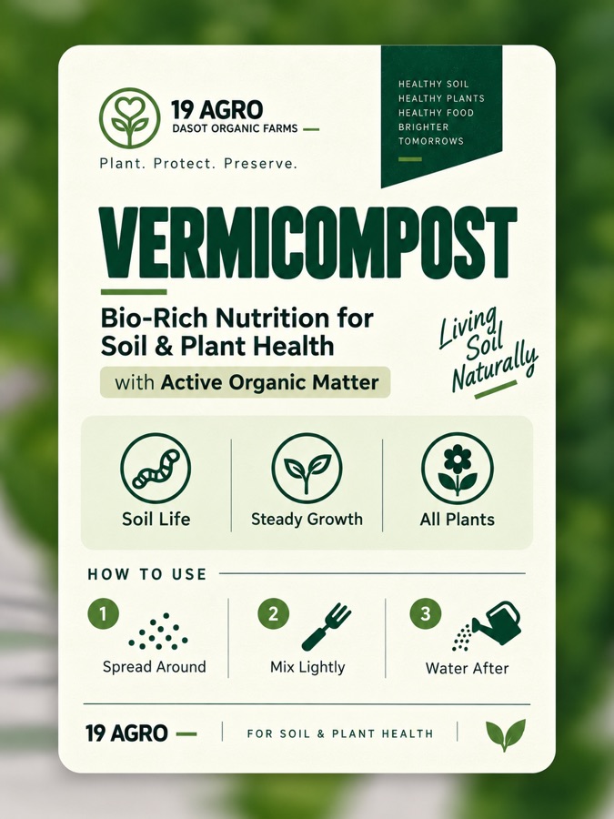 Close view of 19AGRO Vermicompost material and texture